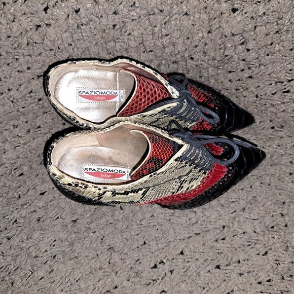 SPAZIOMODA BOLOGNA-ITALY-Multicolor Snakeskin/Croc Pattern-Stiletto-Sz 37/6.5-NM - Picture 7 of 8
